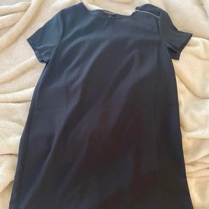 Banana Republic Black Shift Dress-Back Fan Detail